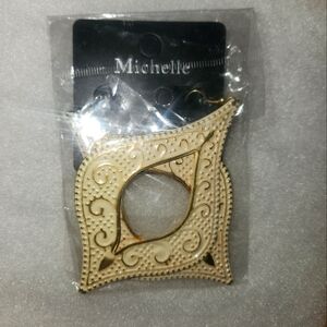 Michele Gold and Cream Belt with Intricate Designs